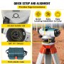 VEVOR Automatic Optical Level, 24X, 40 mm Aperture Auto Level Kit with Magnetic Dampened Compensator and Transport Lock, Height Distance Angle Measuring Tool with Hard Plastic Case, IP54 Waterproof