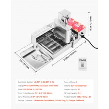 VEVOR Commerciële Automatische Donutmachine Maker 4 Rijen 240 stuks/u