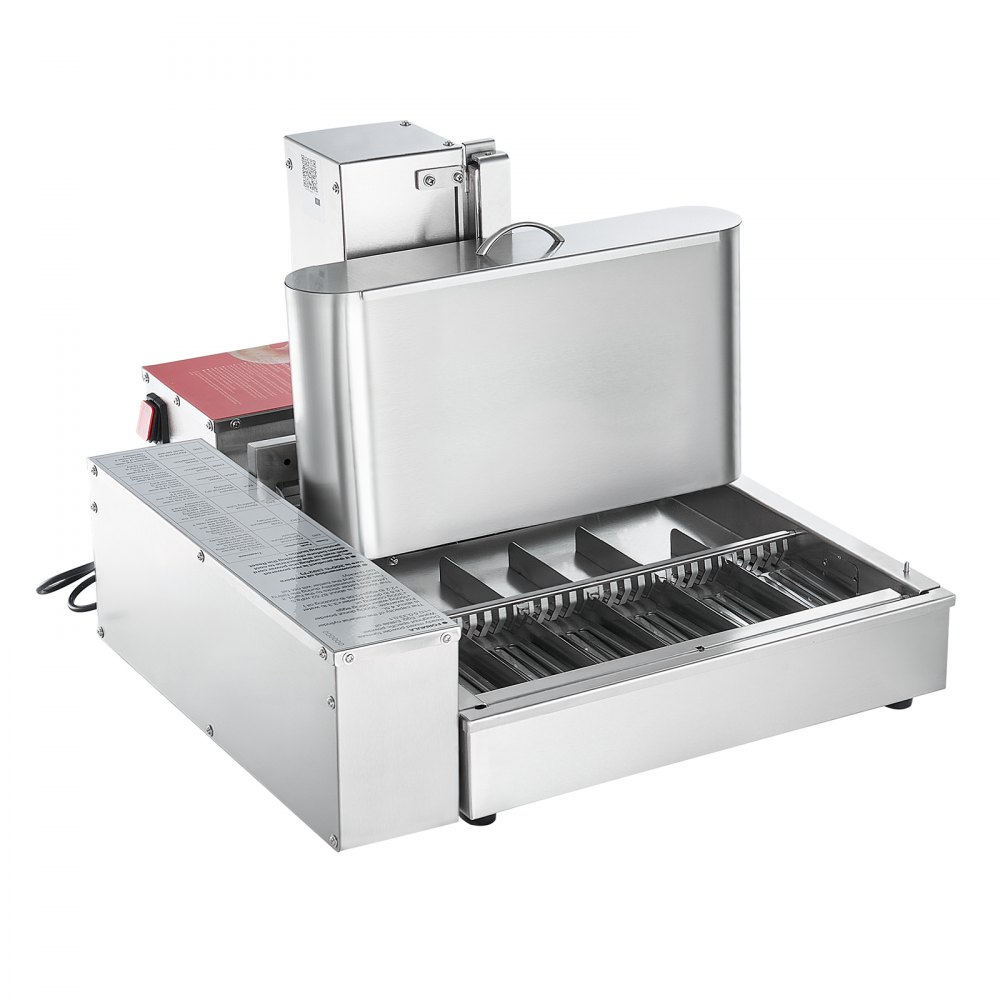 VEVOR Commerciële Automatische Donutmachine, 6-rijige donutmachine, 360 stuks/uur, krachtige elektrische donutmaker, roestvrijstalen frituurpan met intelligente besturing, donutmaker