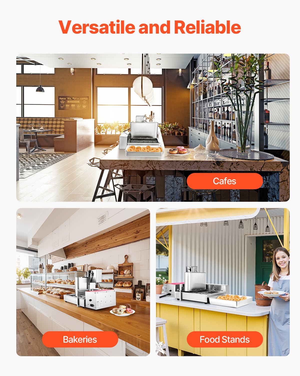 VEVOR Commerciële Automatische Donutmachine, 6-rijige roestvrijstalen apparatuur (360 stuks/u) Elektrische Donutfriteuse met Intelligente Besturing voor Bakkerijen Restaurants