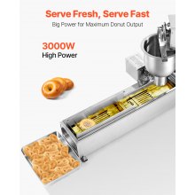 VEVOR Commerciële Automatische Donutmachine Maker 3kW 90 stuks/u Enkele Rij