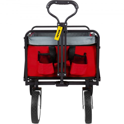 VEVOR Opvouwbare Wagenkar, Oxford Stof PE 600D Kampeerwagen met 4 Wielen, 92 x 53 x 77 cm Gereedschapswage, Maximaal Laad 80 kg Reizen Bagage Winkelwagen, Transportkar voor Tuin Strand, Rood en Grijs