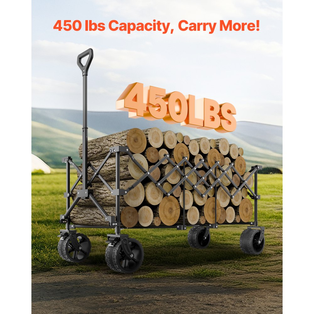 VEVOR Opvouwbare bolderwagen 204 kg, 122x60x61cm, Multifunctionele bolderwagen, Handkar met all-terrain wielen, Strandbolderwagen, Tuinbolder voor buitengebruik, boodschappen en kamperen
