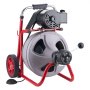 VEVOR Drain Cleaner Machine 22m x 9.5mm, Auto Feed Sewer Snake Drain Auger on Wheels, Portable Drain Cleaning Machine with 8 Cutters & Air-Activated Foot Switch for 50mm to 100mm Pipes