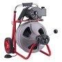 VEVOR Drain Cleaner Machine 30m x 9.5mm, Auto Feed Sewer Snake Drain Auger on Wheels, Portable Drain Cleaning Machine with 8 Cutters & Air-Activated Foot Switch for 50mm to 100mm Pipes