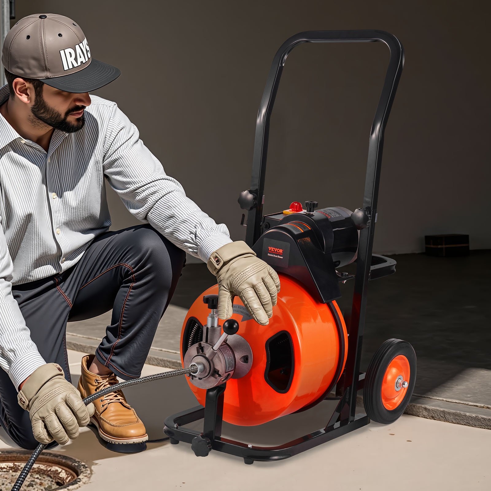 VEVOR Elektrische afvoerontstopper 220V Afvoerontstopper 23m x 12,7mm Stalen kabel Afvoerontstopper Spiraal 1500RPM Onbelaste snelheid Afvoerontstopper Afvoerontstopper Reinigingsgereedschap