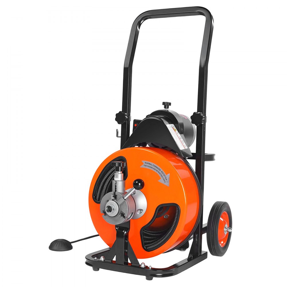 VEVOR Elektrische afvoerontstopper 220V Afvoerontstopper 15m x 9,5mm Stalen kabel Afvoerontstopper Spiraal 1500 RPM Onbelaste snelheid Afvoerontstopper Afvoerontstopper Reinigingsgereedschap