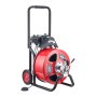 VEVOR Drain Cleaner Machine 30m x 19mm, Auto Feed Sewer Snake Auger on Wheels, Portable Drain Cleaning Machine with 4 Cutters & Air-activated Foot Switch for 100mm to 200mm Pipes