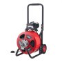 VEVOR Drain Cleaner Machine 30m x 19mm, Auto Feed Sewer Snake Auger on Wheels, Portable Drain Cleaning Machine with 4 Cutters & Air-activated Foot Switch for 100mm to 200mm Pipes