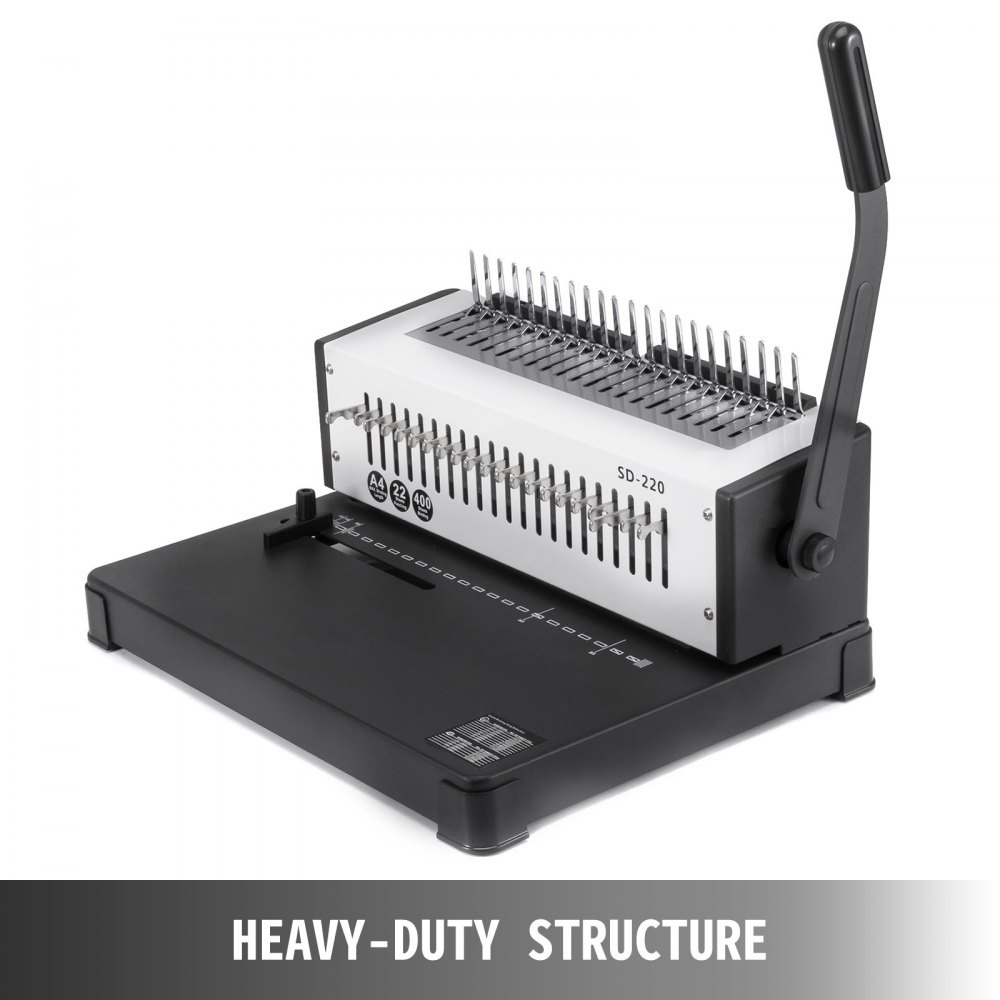 VEVOR 21 Holes Metal Coil Binding Machine SD-220B Book Binding Machine Comb Puncher Comb Binding Machine for A4 400 Sheet Papers