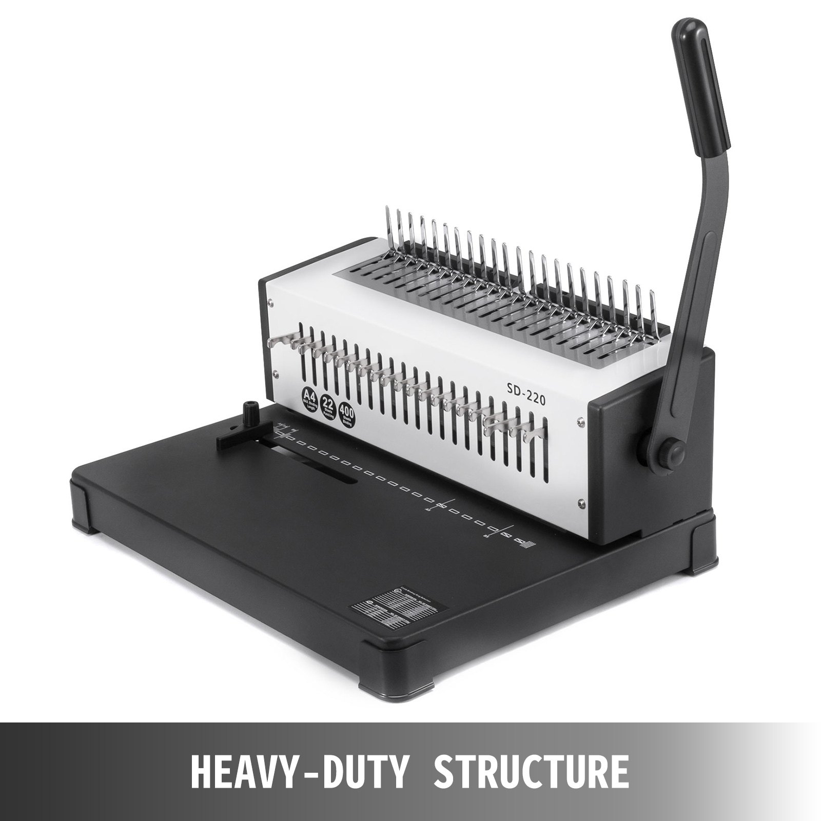 VEVOR 21 Holes Metal Coil Binding Machine SD-220B Book Binding Machine Comb Puncher Comb Binding Machine for A4 400 Sheet Papers