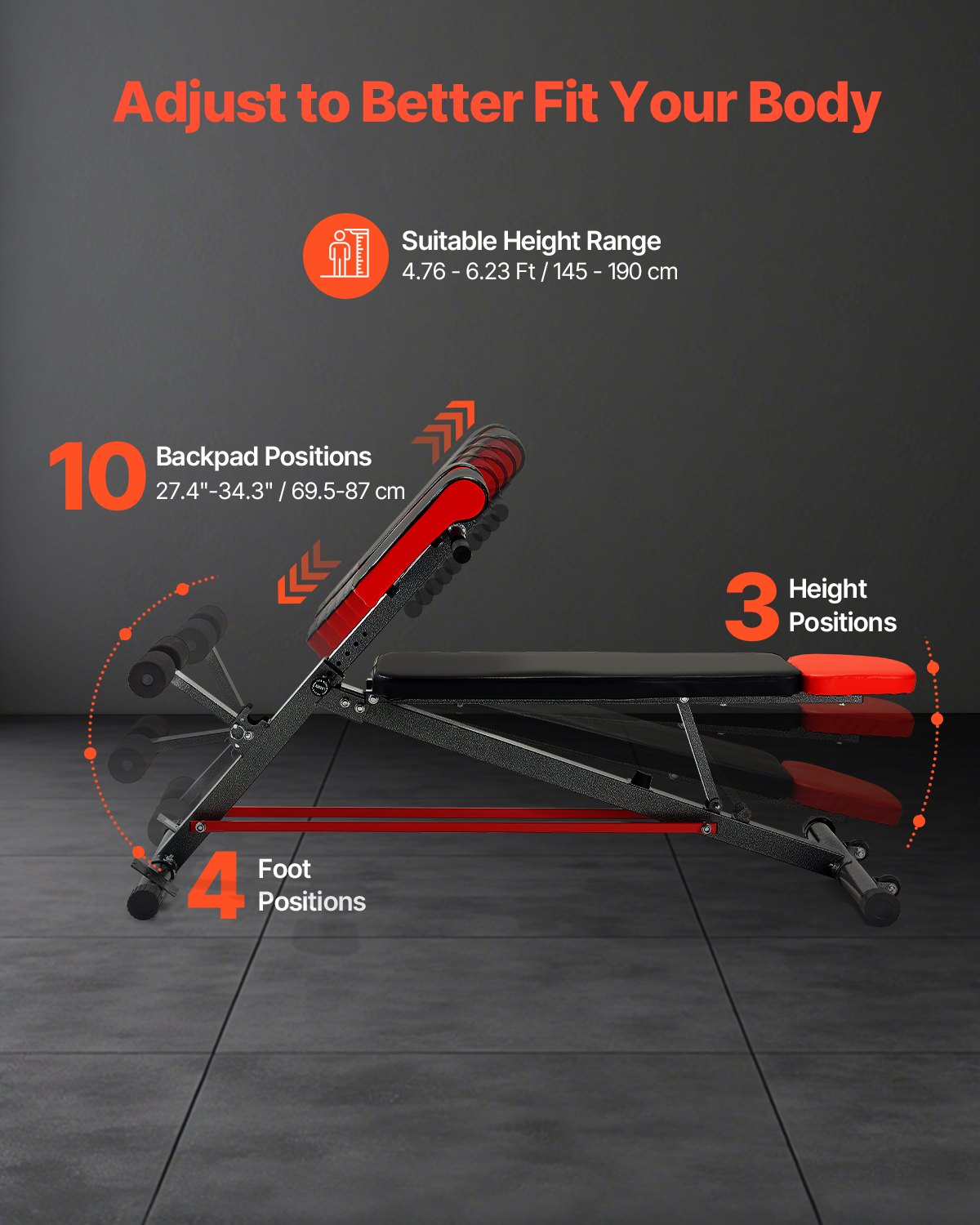 VEVOR Multi-Functional Weight Bench for Full Body Workout, Roman Chair Hyperextension Bench, 660 lbs Adjustable Extension Equipment for Back Arm Core Ab Workout, Sit Up Exercise Machine for Home Gym