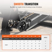 VEVOR Draagbare rolstoelhelling, 72" 363 kg capaciteit, antislip aluminium opvouwbare drempelhelling Opvouwbare scootmobielhelling Rolstoelhelling voor trappen, trappen, deuropeningen, stoepranden