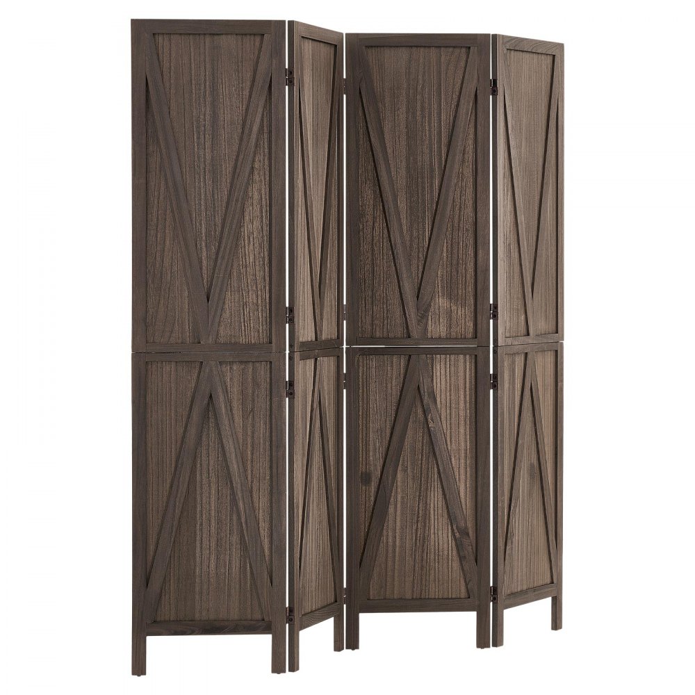 VEVOR Opklapbare kamerscherm, houten scheidingswand, 4 panelen, 1702 mm X-patroon, kamerscherm & woondecoratie, massief houten frame, 360° draaibare scharnieren, rustieke houten scheidingswand met bevestigingsmateriaal