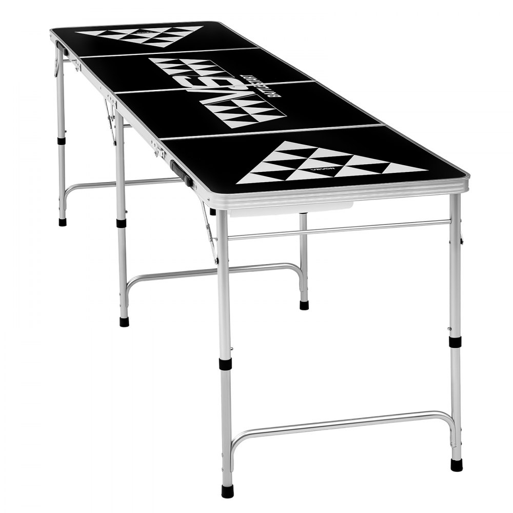 VEVOR Opvouwbare Beer Pong Tafel 2,4 x 0,6 x 0,7 m met 6 tafeltennisballen, Draagbare opvouwbare beer pong tafel met handvatten, Ideaal voor kantoor, barbecues, reizen en kamperen, in hoogte verstelbaar