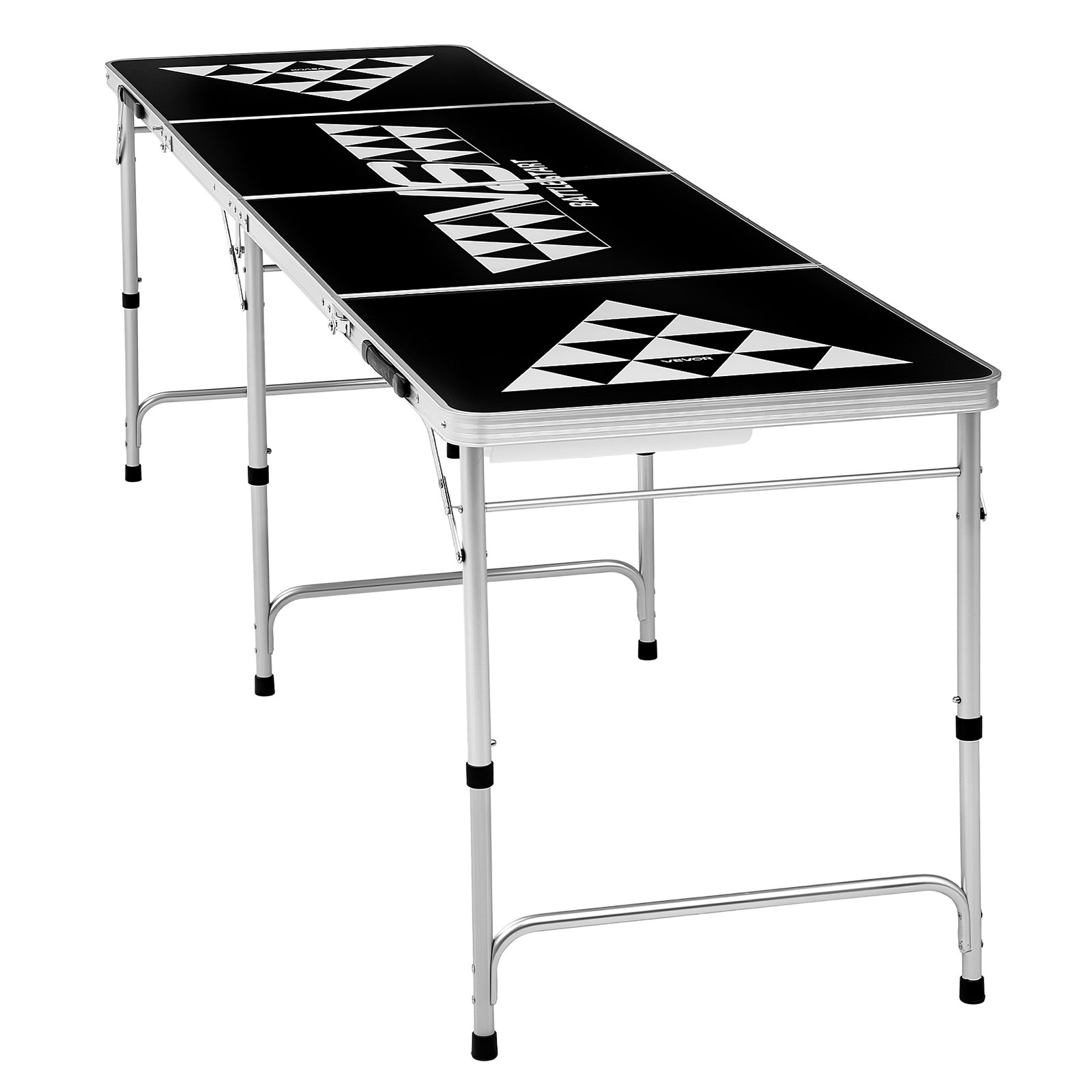 VEVOR Opvouwbare Beer Pong Tafel 2,4 x 0,6 x 0,7 m met 6 tafeltennisballen, Draagbare opvouwbare beer pong tafel met handvatten, Ideaal voor kantoor, barbecues, reizen en kamperen, in hoogte verstelbaar