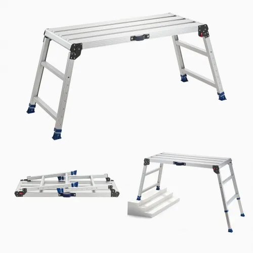 VEVOR werkplatform 1016x457mm, opvouwbaar aluminium werkplatform met een draagvermogen van 226,8 kg, in hoogte verstelbare loopbrug van 584-876mm met veiligheidsvergrendeling, draagbare trap voor thuis en werkplaats