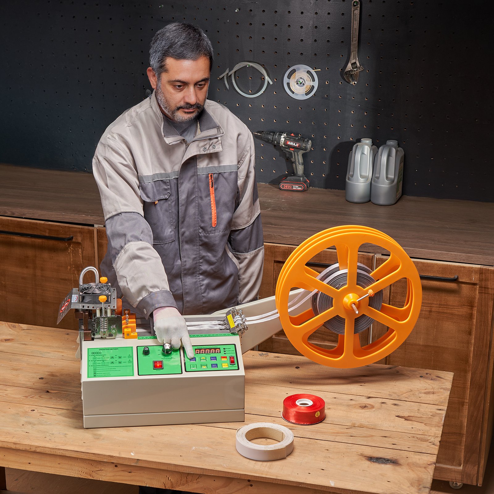 VEVOR Automatische band snijmachine, warme en koude tape snijder met regelbare temperatuur en LCD-scherm, rits tape snijder voor nylon banden, elastiekjes, schoenveters