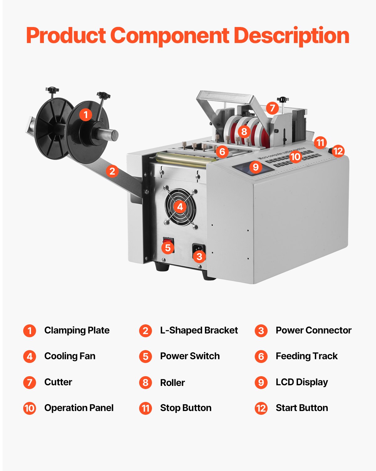 VEVOR Automatische krimpkoussnijder, snijmachine voor kabels en buizen met een snijbreedte van 1-85 mm, een lengte van 0,1-99999,9 mm, buizensnijder voor krimpkousen, glasvezelbuizen, kabels en wasbuizen