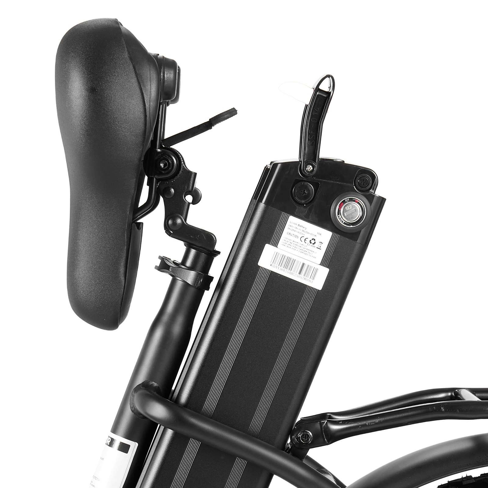 VEVOR 250W elektrische fiets voor volwassenen met grote, verwijderbare 25Ah accu, borstelloze 36V motor met een topsnelheid van 25 km/u, een maximale actieradius van 70 km, luchtbanden en 7 versnellingen.