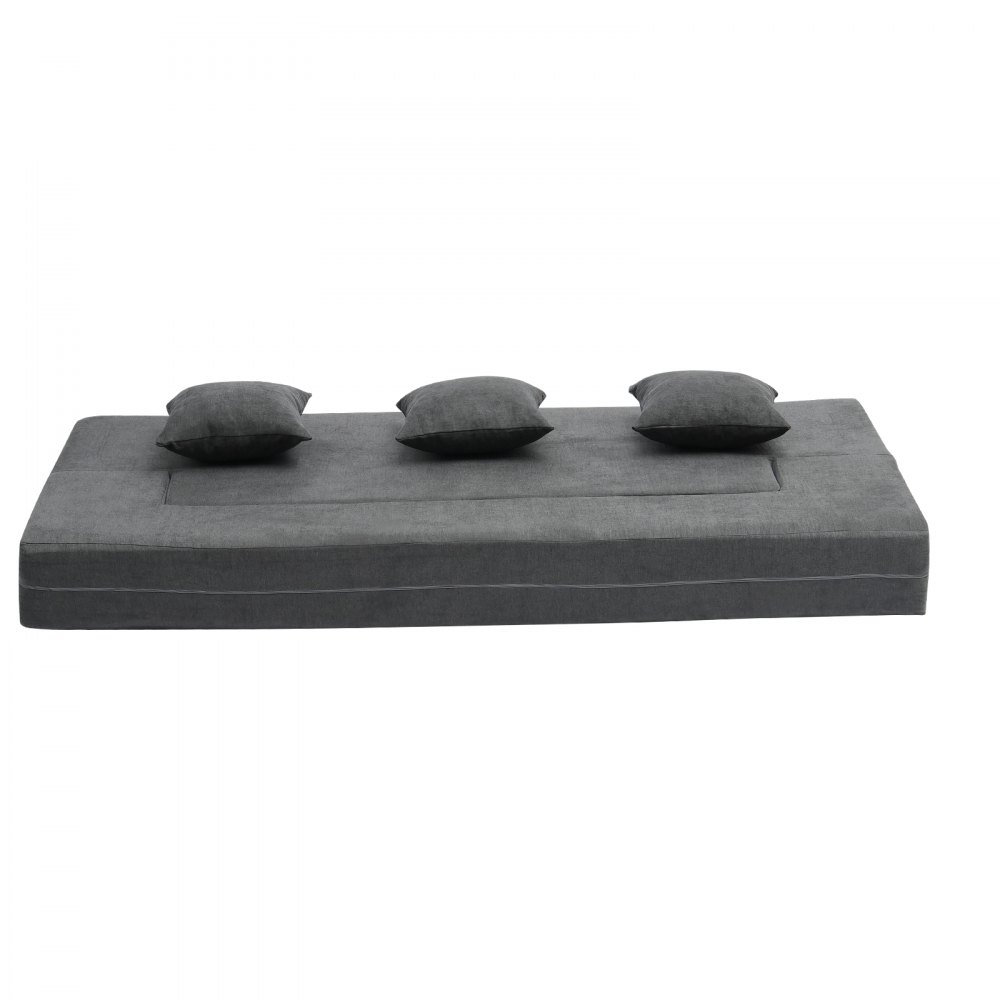 VEVOR 3-in-1 opvouwbare slaapbank met 3 kussens en wasbare hoes, omvormbare slaapbank van 25D traagschuim, bank voor woonkamer/slaapkamer, lichtgrijs (TWIN / 1030x1930x225mm)