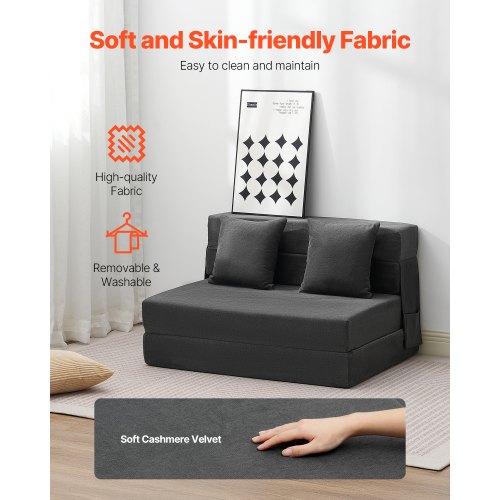 3-in-1 opvouwbare slaapbank met 2 kussens en wasbare hoes, slaapbank van 25D traagschuim, bank voor woonkamer/slaapkamer, donkergrijs (TWIN XL / 1950x1005x150mm) | NL 3-in-1 opvouwbare slaapbank met 2 kussens en wasbare hoes, slaapbank van 25D traagschuim, bank voor woonkamer/slaapkamer, donkergrijs (TWIN XL / 1950x1005x150mm) | NL