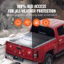 red truck with VEVOR tri-fold truck bed tonneau cover in snowy weather, highlighting all-weather protection.