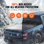 100% bed access for all-weather protection with VEVOR truck bed cover, shown on a ram truck in various weather.