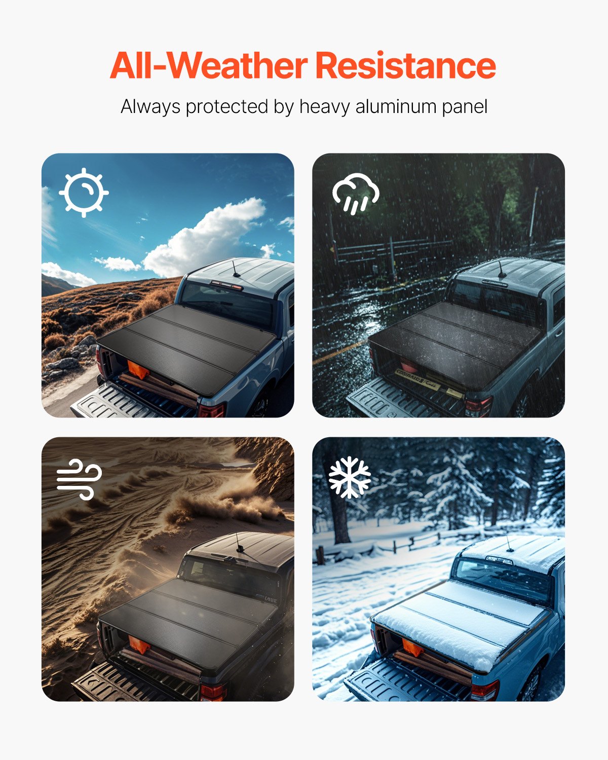 VEVOR Tri-Fold Truck Bed Tonneau Cover, Compatible with 2015-2024 Ford F-150, 6.5' (79") Bed, Only Fit 6.5' x 5.4' (79" x 65.2") Inside Bed, 400 lbs Load Capacity, LED Light, Quick Folding, Black