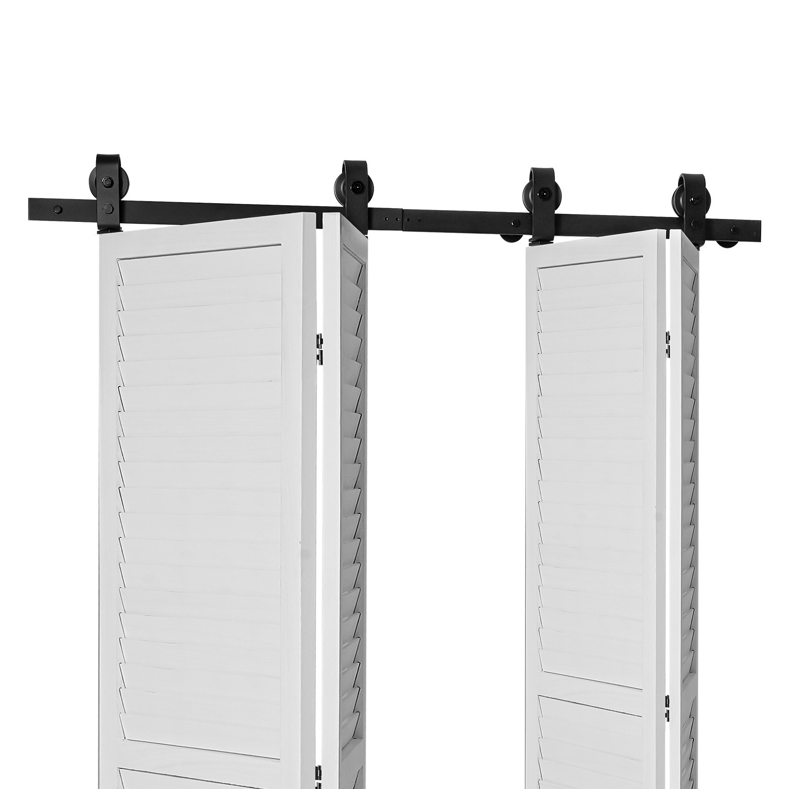 VEVOR opvouwbaar schuifdeurrailsysteem, 132 cm rail, schuifdeurbevestiging, draagvermogen 150 kg, geschikt voor vier 30,5 cm kast- en wasruimtedeuren (niet inbegrepen)