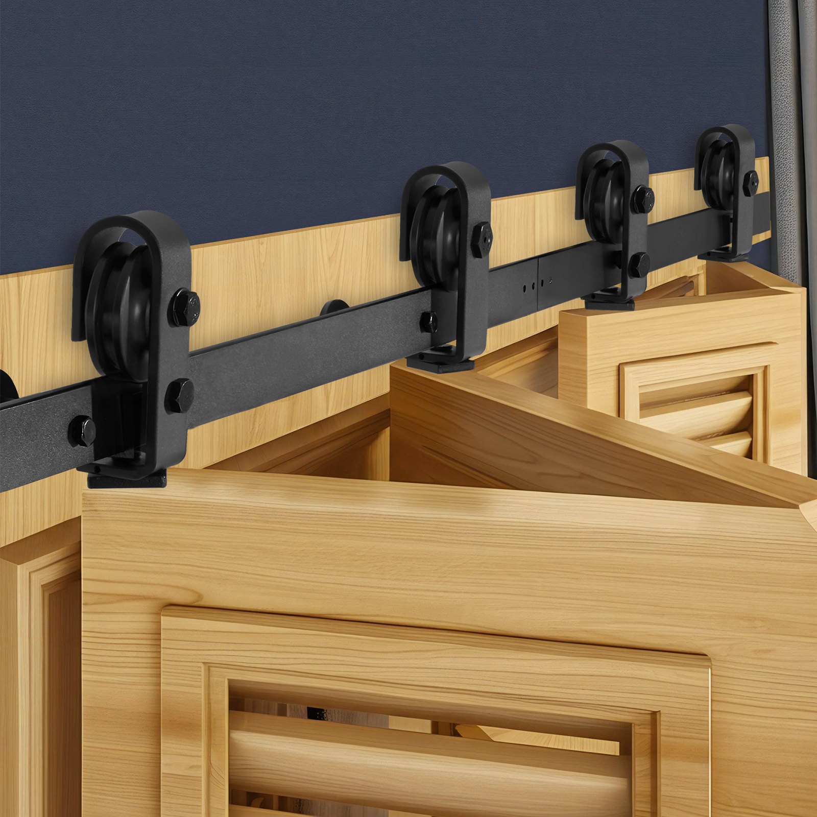 VEVOR schuifdeursysteem, vouwschuifdeuren, schuifdeurbeslag met 60-inch rails, geschikt voor vier 14-inch kast-, pantry- en wasruimtedeuren (niet inbegrepen)