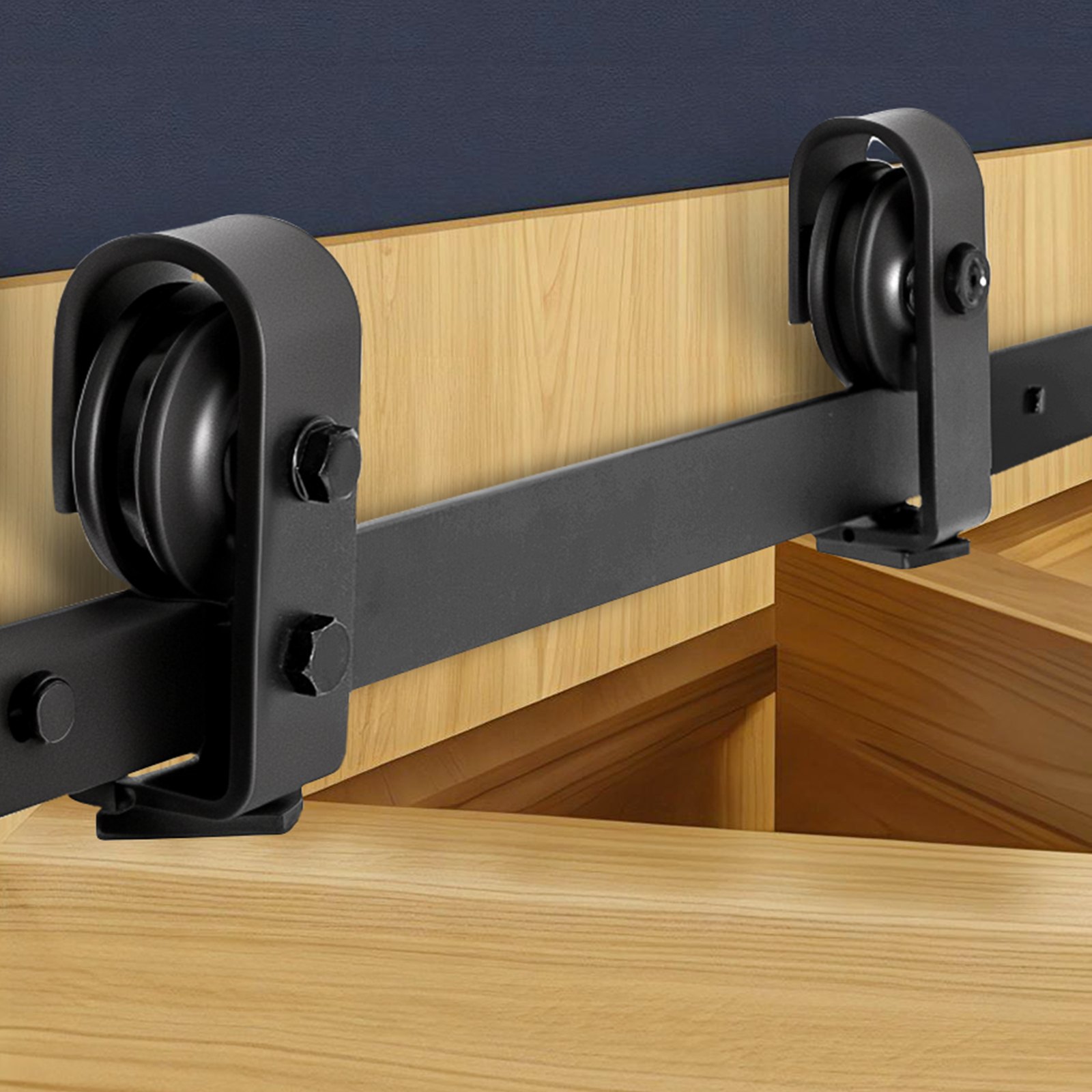 VEVOR Schuifdeursysteem, 132 cm railsysteem, schuifdeurbeslag, geschikt voor twee 61 cm kast-, voorraad- en wasruimtedeuren (niet inbegrepen)