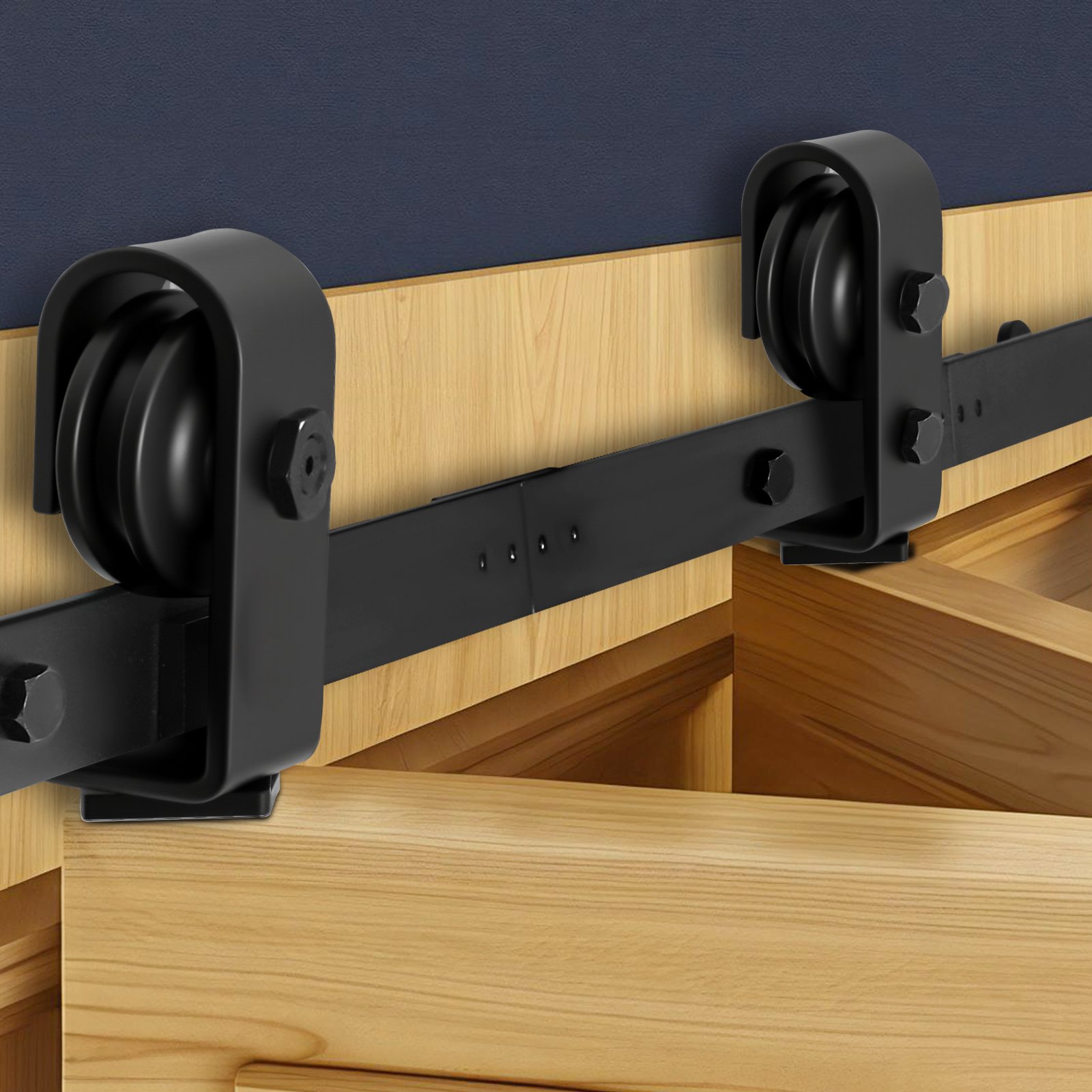 VEVOR Schuifdeursysteem voor vouwdeuren, schuifdeurbeslag 91,4 cm rail, geschikt voor twee kast-, voorraad- en wasruimtedeuren van 40,6 cm (niet inbegrepen)