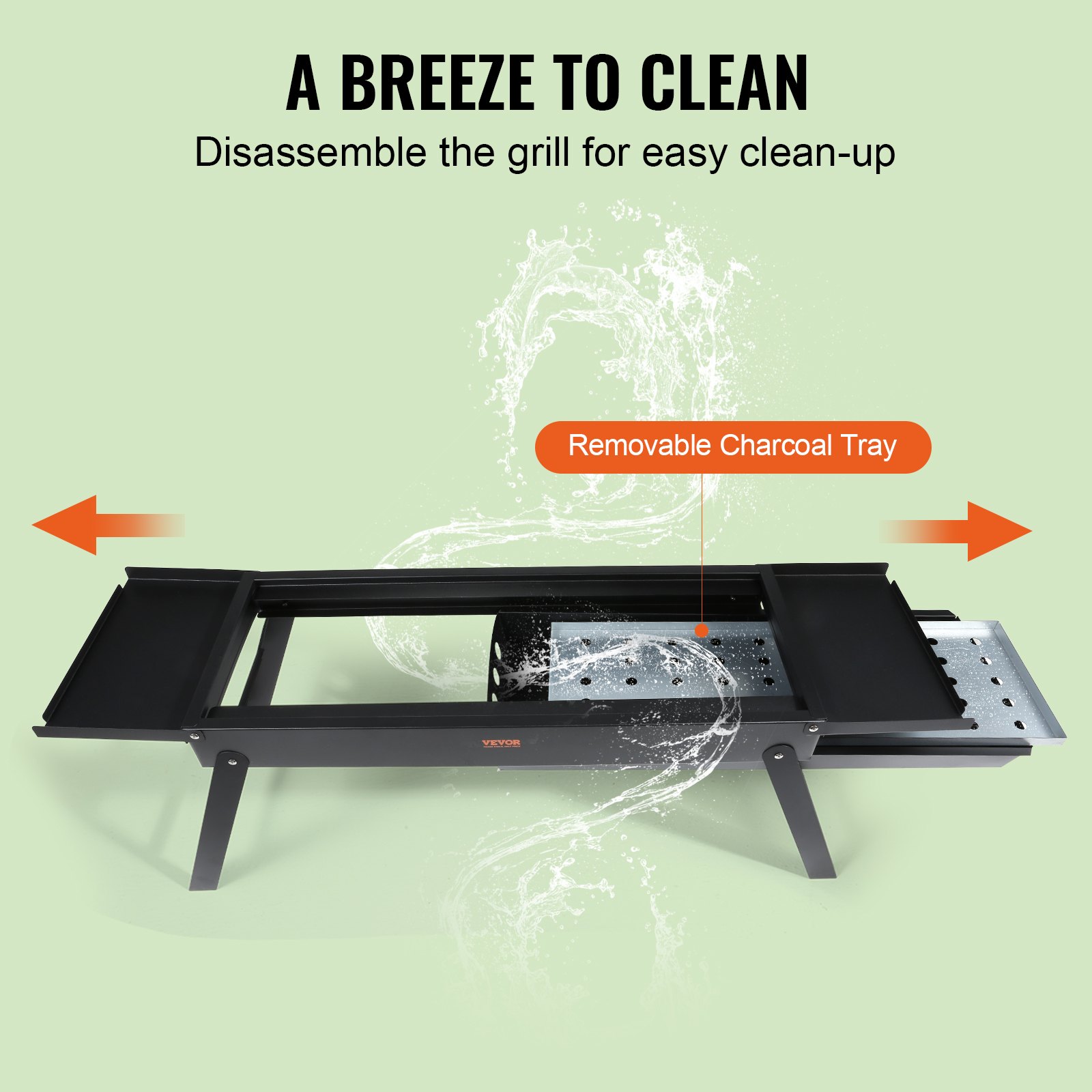 VEVOR Gills Charcoal Grill Folding Grill Table Grill 57 x 22 cm, Portable Travel Grill Outdoor Picnic Camping Grill 85 x 23.7 x 30 cm Size, Black Stainless Steel BBQ Grill Camping Beach Party Backpacking