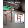VEVOR Folding Pool Table, 140cm Portable Billiards Tables, Foldable Space-Saving Entertainment Game Set Includes Ball, Cue, Rack, Chalk, Brush, Brown with Bule Cloth, for Family Use, Recreation Room