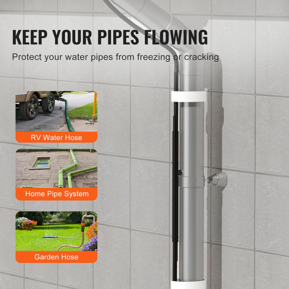 VEVOR zelfregulerende buisverwarmingskabel, 5,5 m, 16,4 W/m, vorstbeveiliging voor verwarmingskabels, waterleidingverwarmingskabel met ingebouwde thermostaat beschermt PVC-slangen, metalen en kunststof leidingen tegen bevriezing