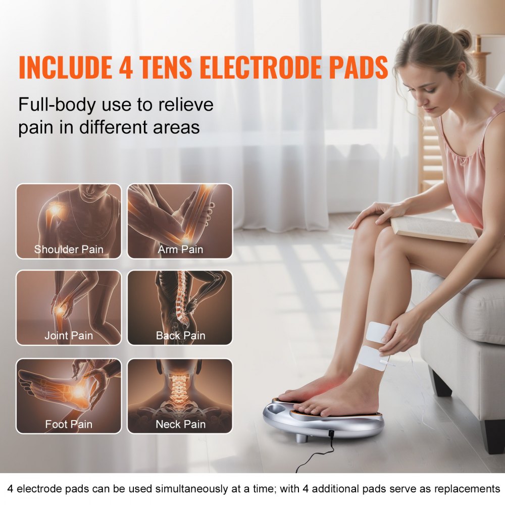 VEVOR Foot Circulation Stimulator, EMS & TENS Foot Massager for Neuropathy, Electric Foot Stimulator with 25 Mode, 99 Intensities & Remote Control for Pain Relief, Plantar Fasciitis, Blood Circulation