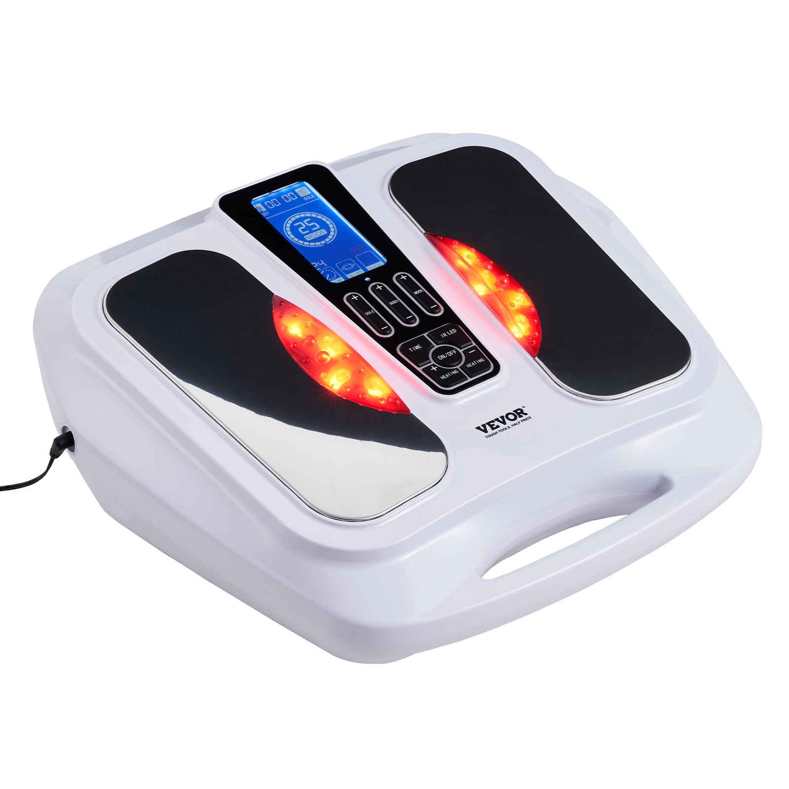 VEVOR Voetmassager met warmte, EMS en TENS-massager voor neuropathie, elektrische voetstimulator met 3 temperatuurniveaus, 25 modi en 50 intensiteiten voor pijnverlichting, plantaire fasciitis