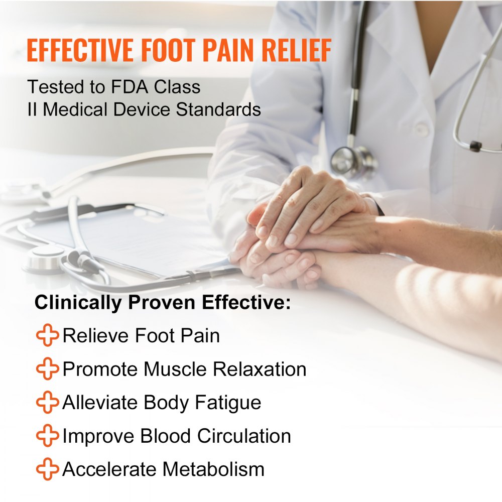 VEVOR Foot Circulation Stimulator, EMS & TENS Foot Massager for Neuropathy, Electric Foot Stimulator with Physical Massage Roller, 25 Modes and 99-Level Intensity for Pain Relief, Plantar Fasciitis