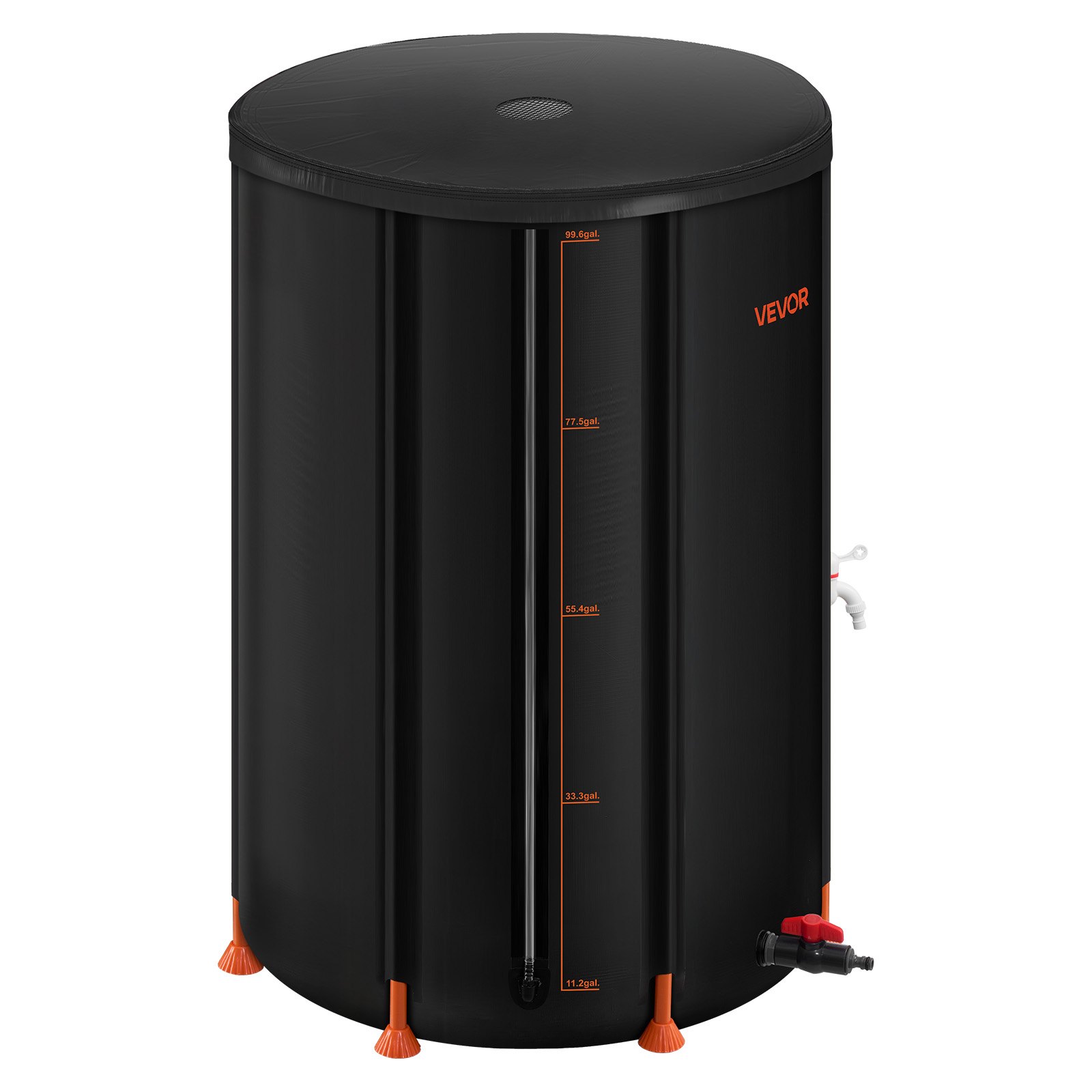 VEVOR Opvouwbare regenton, 380 L draagbare regenton, regenwatertank, 1000D PVC regenwateropvangsysteem, watertank, regenwaterton met kraan en overloopset, zwart