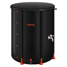 VEVOR Opvouwbare regenton, 201 L draagbare regenton, regenwatertank, 1000D PVC regenwateropvangsysteem, watertank, regenwaterton met kraan en overloopset, zwart