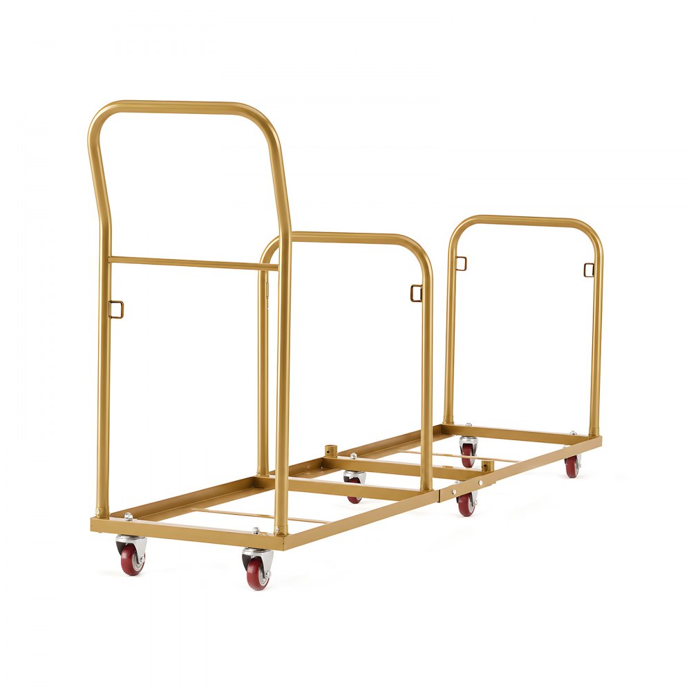 VEVOR opklapbare stoelwagen voor 50 stoelen, verticaal opklapbaar stoelonderstel, 226,8 kg, stoelwagen voor opslag en transport bij evenementen, koolstofstaal, vergrendelbare zwenkwielen, met handgreep, goudbruin