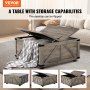 VEVOR 36" Farmhouse Coffee Table, Hinged Square Coffee Table with Large Storage Compartment, Wooden Rustic Cocktail Table for Living Room, Bedroom, Apartment, Studio, Beige