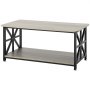 VEVOR 40" Farmhouse Coffee Table, Rectangle Coffee Table with Open Storage Compartment, Wooden Rustic Cocktail Table for Living Room, Bedroom, Apartment, Studio, Brown & Black