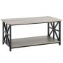 VEVOR 40" Farmhouse Coffee Table, Rectangle Coffee Table with Open Storage Compartment, Wooden Rustic Cocktail Table for Living Room, Bedroom, Apartment, Studio, Brown & Black