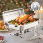 VEVOR Chafing Dish Buffet Set, 8 Qt 2 Pack, Stainless Steel Chafer with 2 Full Size Pans, Rectangle Catering Warmer Server with Lid Water Pan Stand Fuel Holder, for Weddings Parties Banquets, Silver
