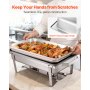 VEVOR Rectangle Chafing Dish, 9 Qt 4 Pack Stainless Steel Chafing Dish, Food Warmer Chafer Complete Set with Hollow Handle, 2 Food Tongs, Lid, Fuel Holder, Chafer Dishes for Banquet Party Wedding