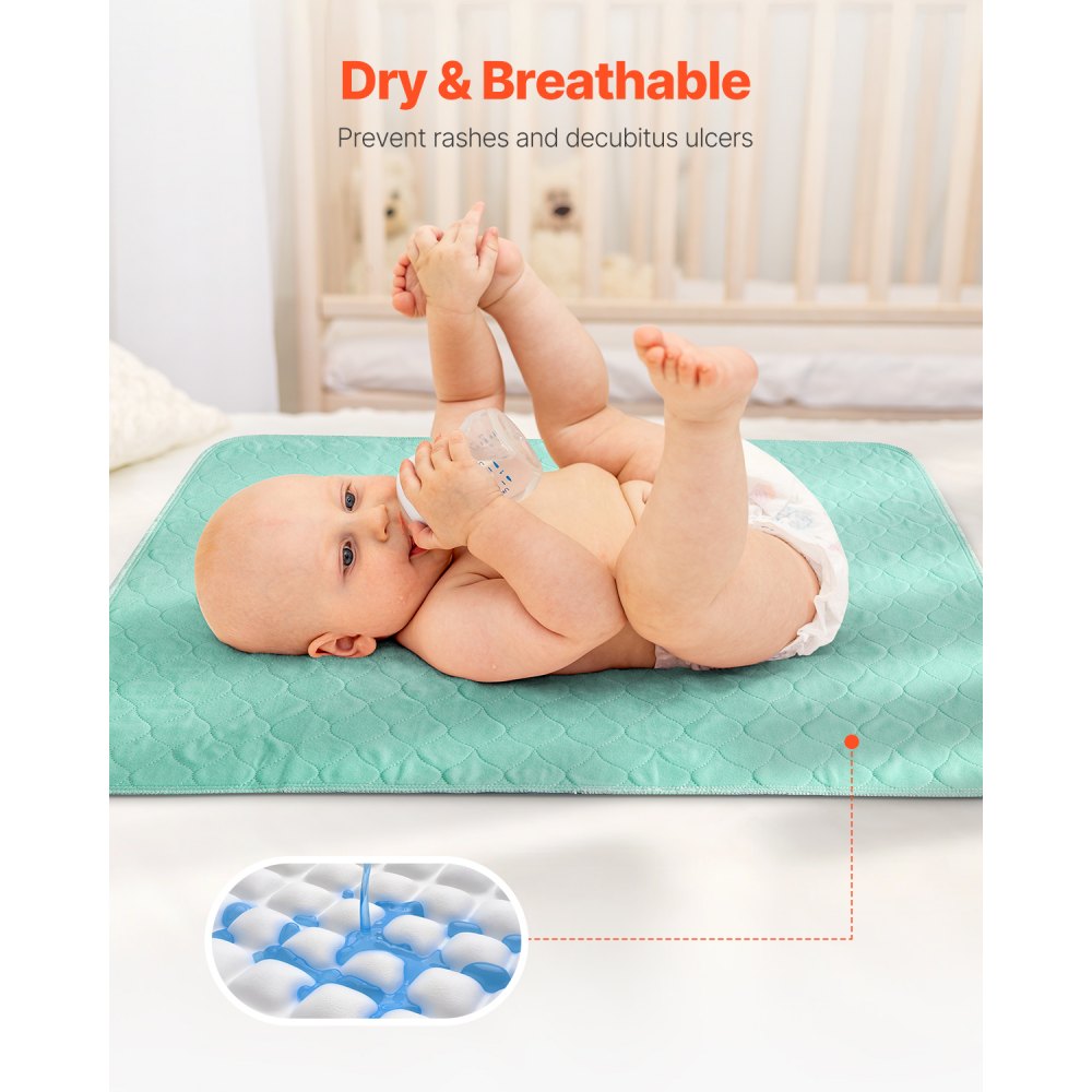 VEVOR Incontinentiepads, 864 x 914,5 mm herbruikbare bedpads, superabsorberend en snel drogend, voor huisdieren, volwassenen, kinderen en ouderen (6 stuks)