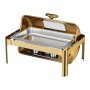 VEVOR 1 Pack Chafing Dish for Buffet Set, 13QT/12.3L Stainless Steel Chafer, for Banquet Party Wedding, Roll Top Rectangle Buffet Server Warmer, 1 Full & 3 Third-Size Pan, Glass Lid, Tong, Glass Pad