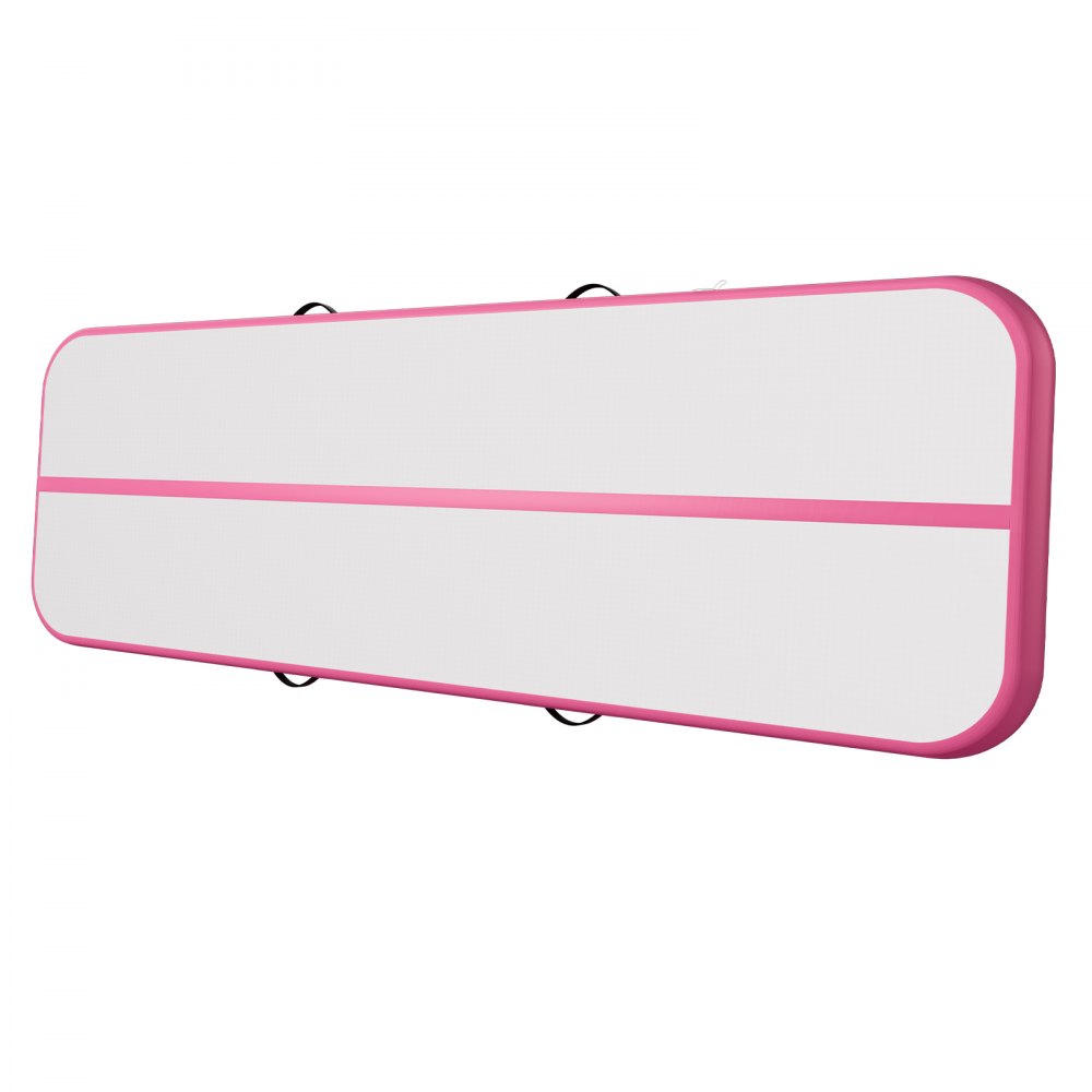 VEVOR Opblaasbare gymnastiekmat 300x100x20 cm Airtrack gymnastiekmat voor training, wedstrijden en yoga, met antislipoppervlak, 600W elektrische luchtpomp, reparatiepatch, mondstukken en tas, roze